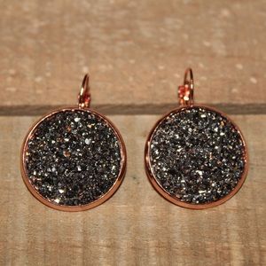 Gunmetal w/ Rose Gold 25mm Druzy Earrings